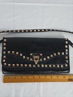 Urban Expressions Black Studded Crossbody Bag with Gold Accents